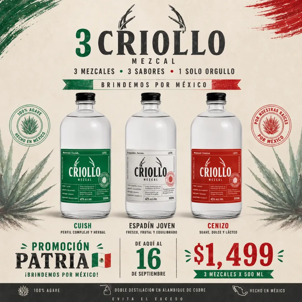 3 Mezcales - Cuish, Espadín y Cenizo (Promoción Mes Patrio)
