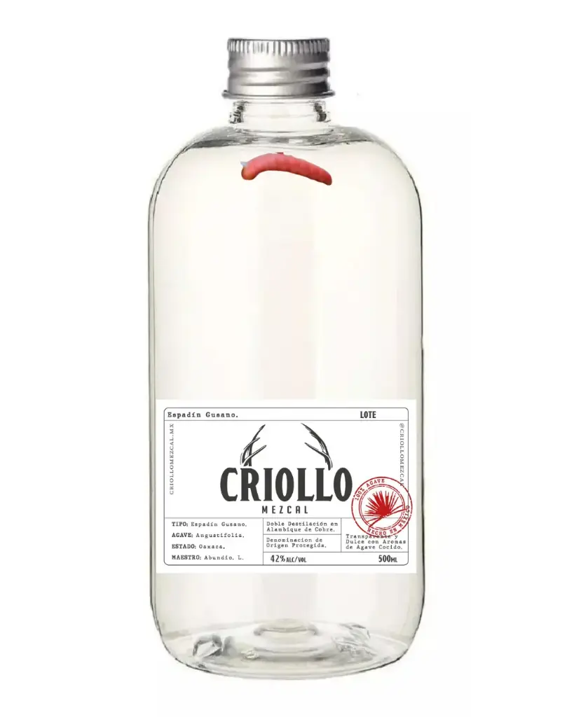 Criollo Mezcal - Espadín Gusano 42% de 500 ml   
